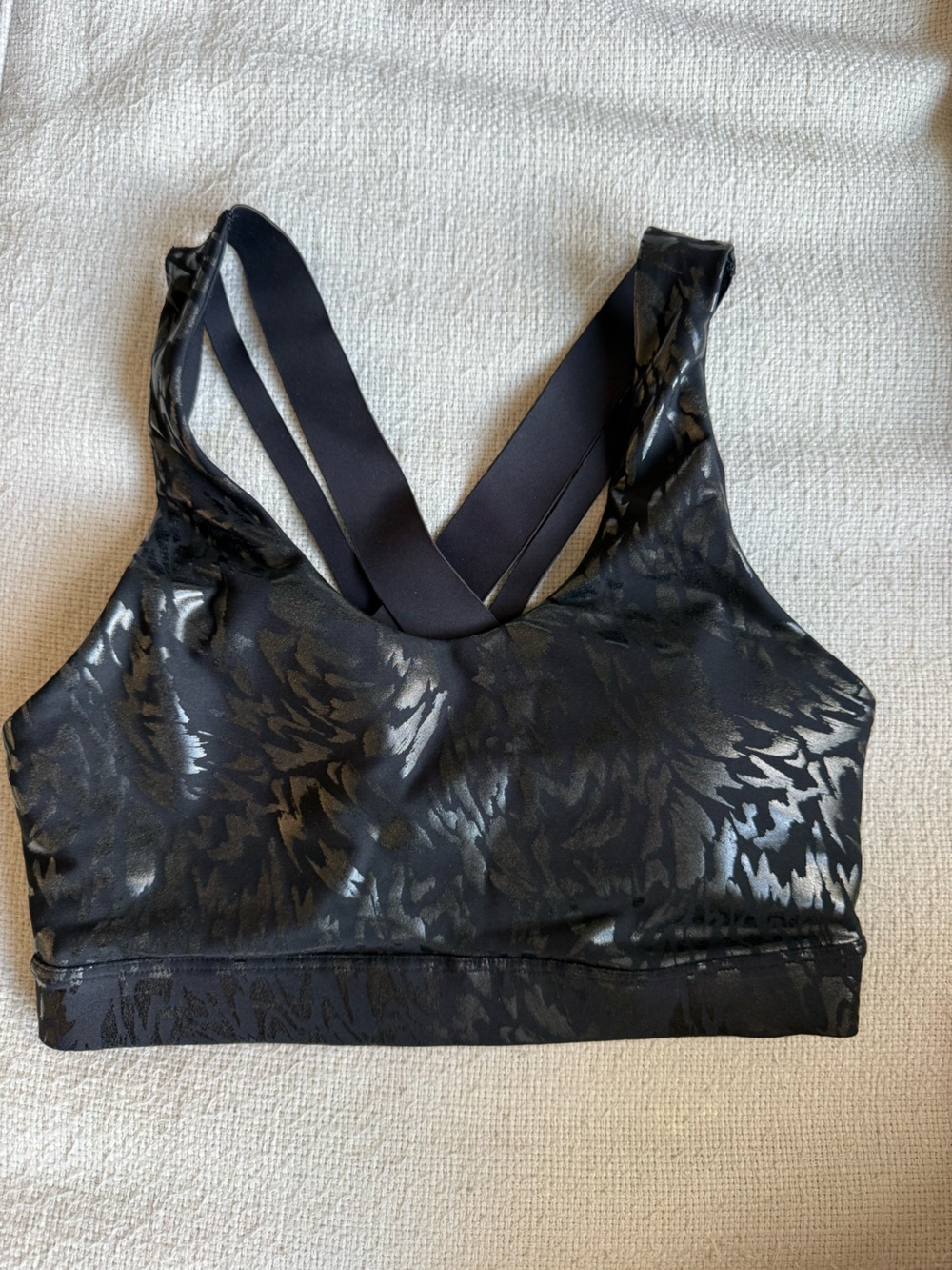 Old Navy Black Shiny Patterned Sports Bra